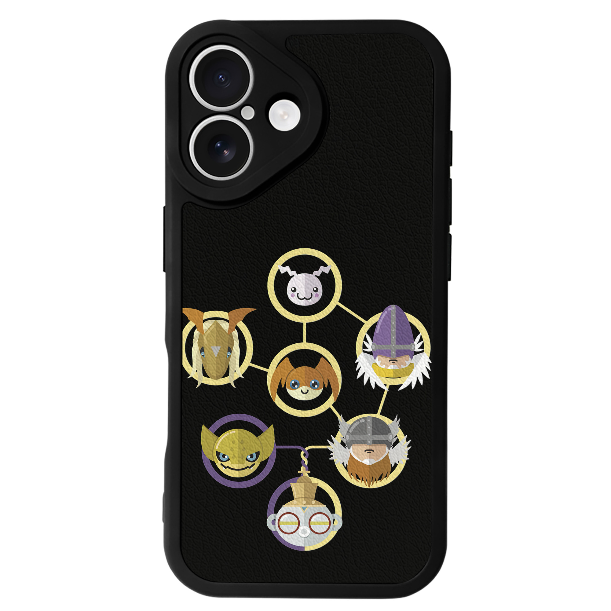 （画像用） Digimon デジタルモンスター/デジモン 【iPhone 16シリーズ対応】シリコンスマホケース（レザー調） 材質：シリコン